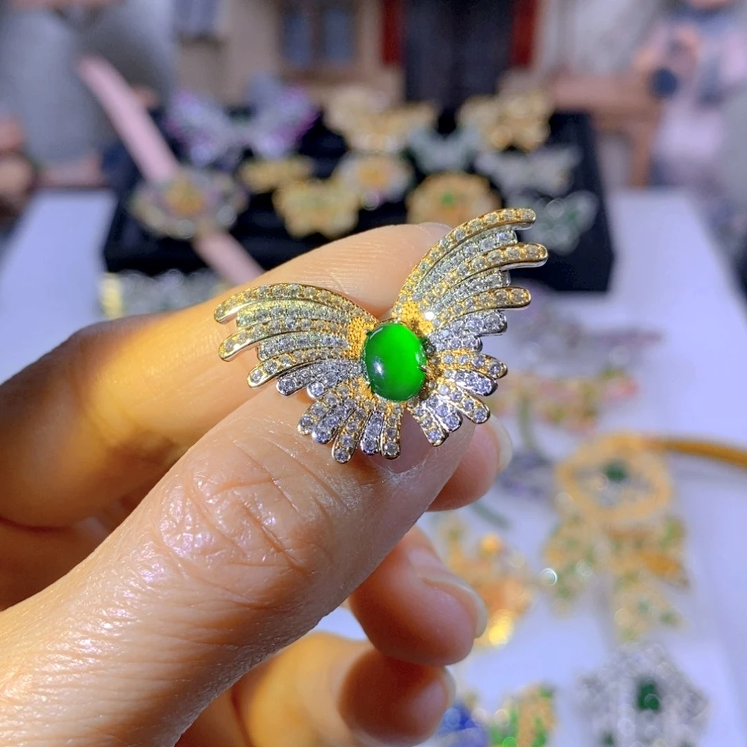 颈饰银S925镶嵌翡翠