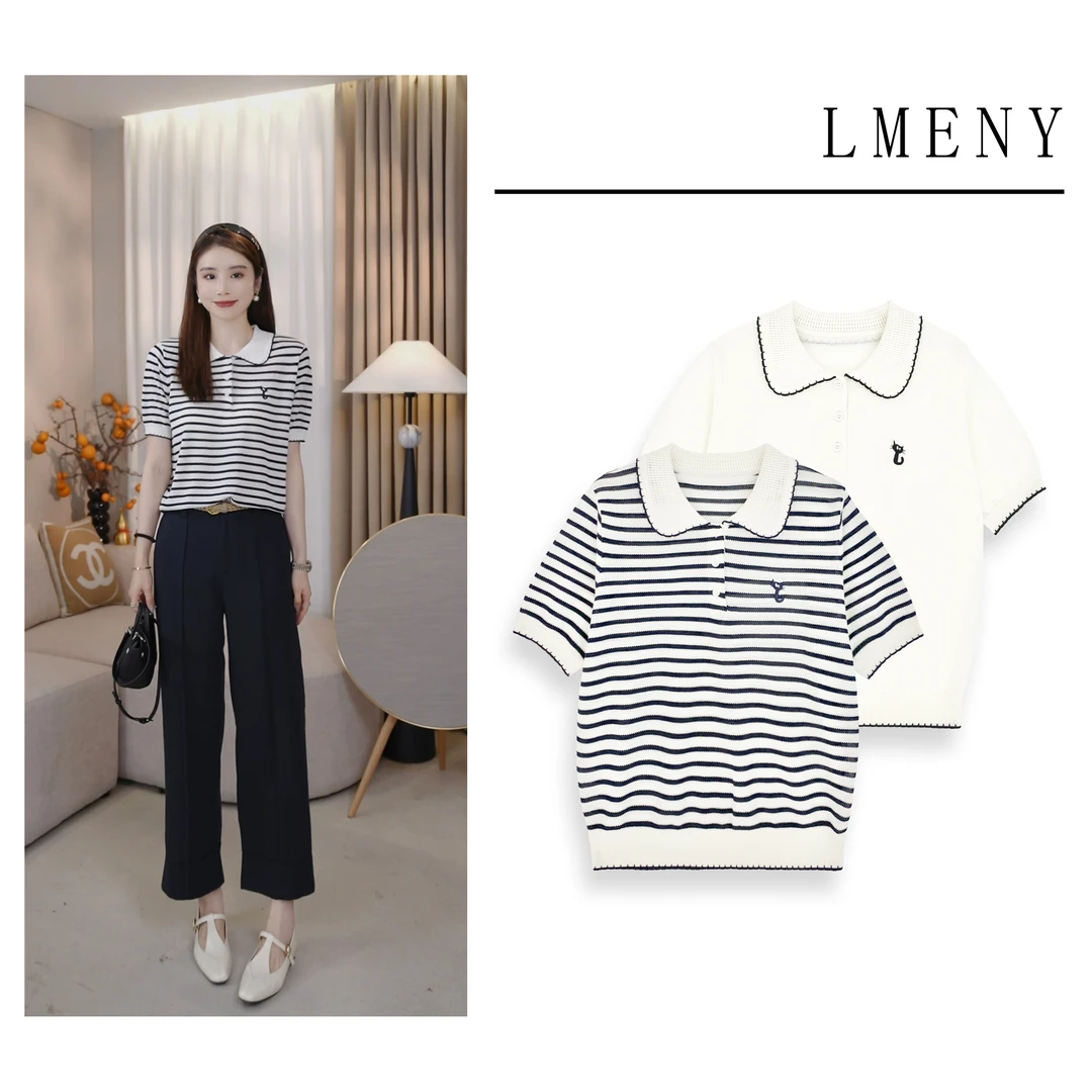 LMENY小喵琴音~天丝刺绣猫咪娃娃领显瘦针织衫25BM035