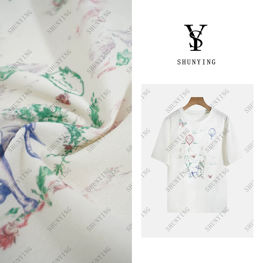 【仟娜】舒适感满分~时尚洋气圆领印花棉短袖T恤SY72T2577