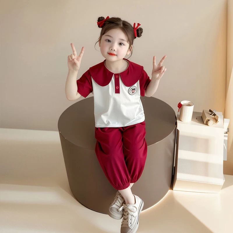 现货哪吒衣服女童夏季短袖套装2025新款儿童洋气女宝宝休闲两件套