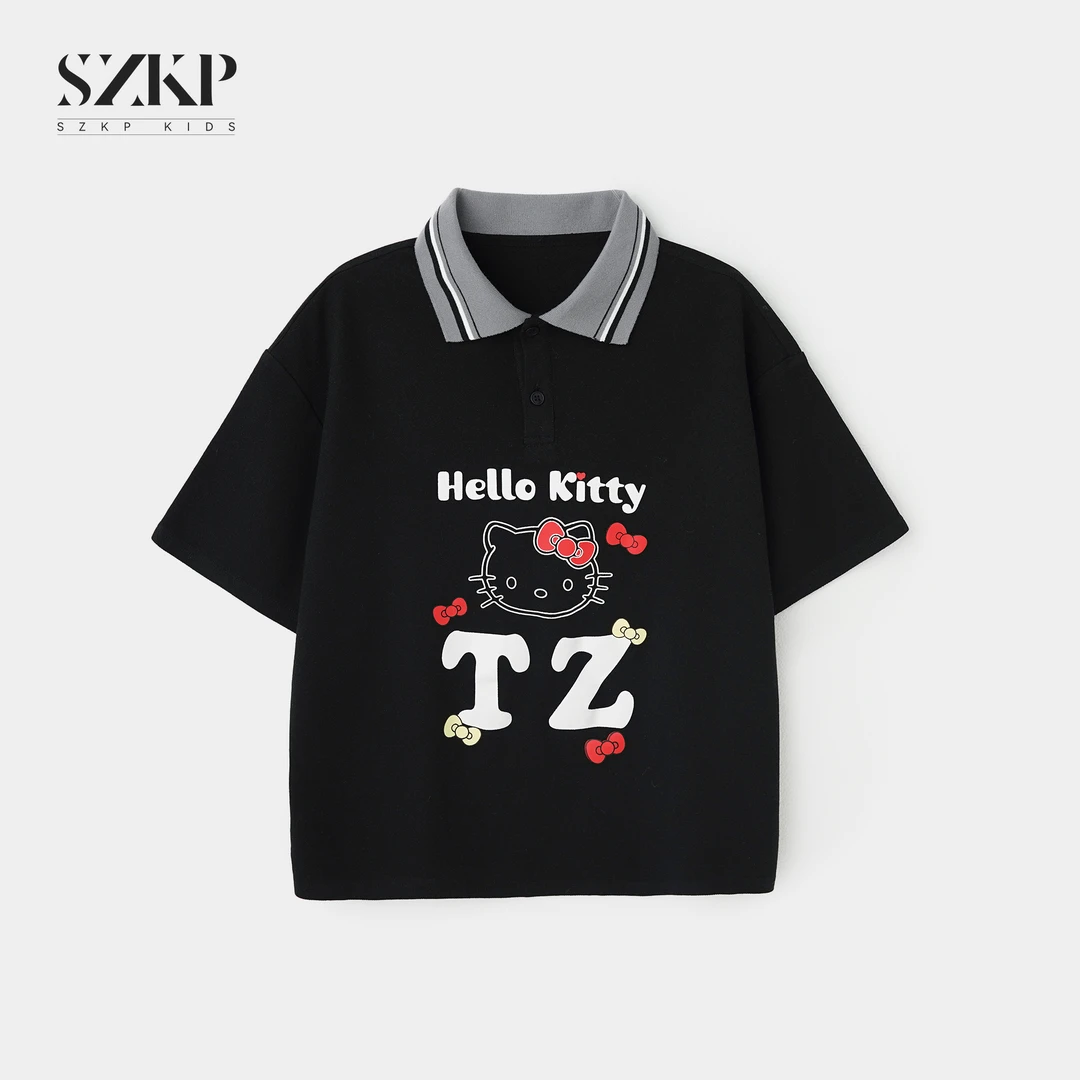 SZKP纯棉卡通印花POLO衫女童夏季新款儿童洋气短袖t恤BGYX550945