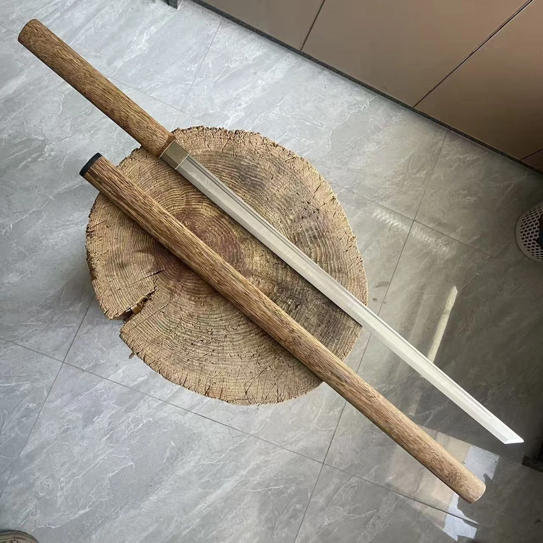 龙泉刀剑唐横刀一体高锰钢素装居合棍刀防身长款刀具冷兵器未开刃