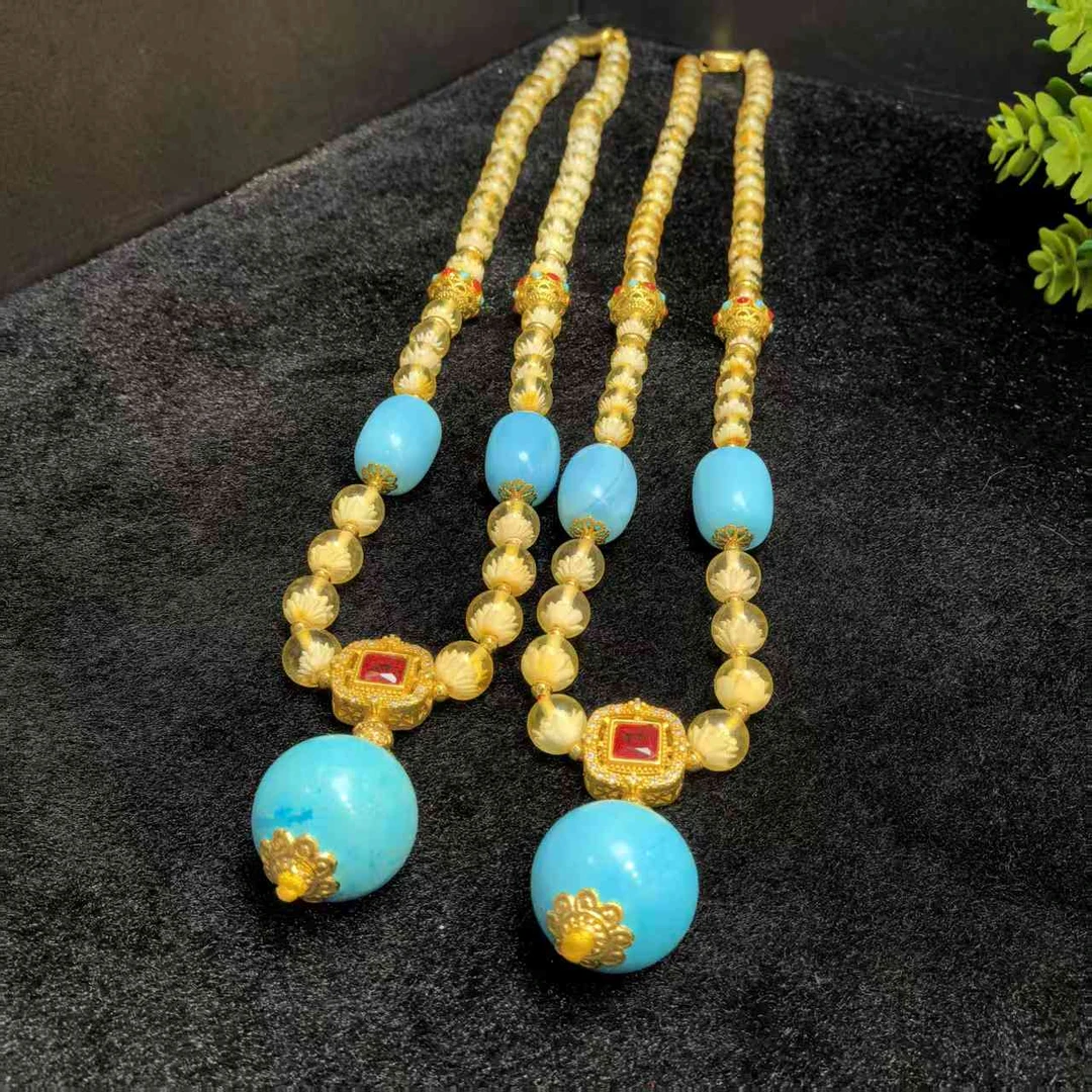 江德洋珠宝M2868金珀莲花圆珠琥珀项链-多样性发货只发一件