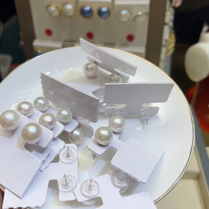 淡水珍珠耳饰银S925镶嵌