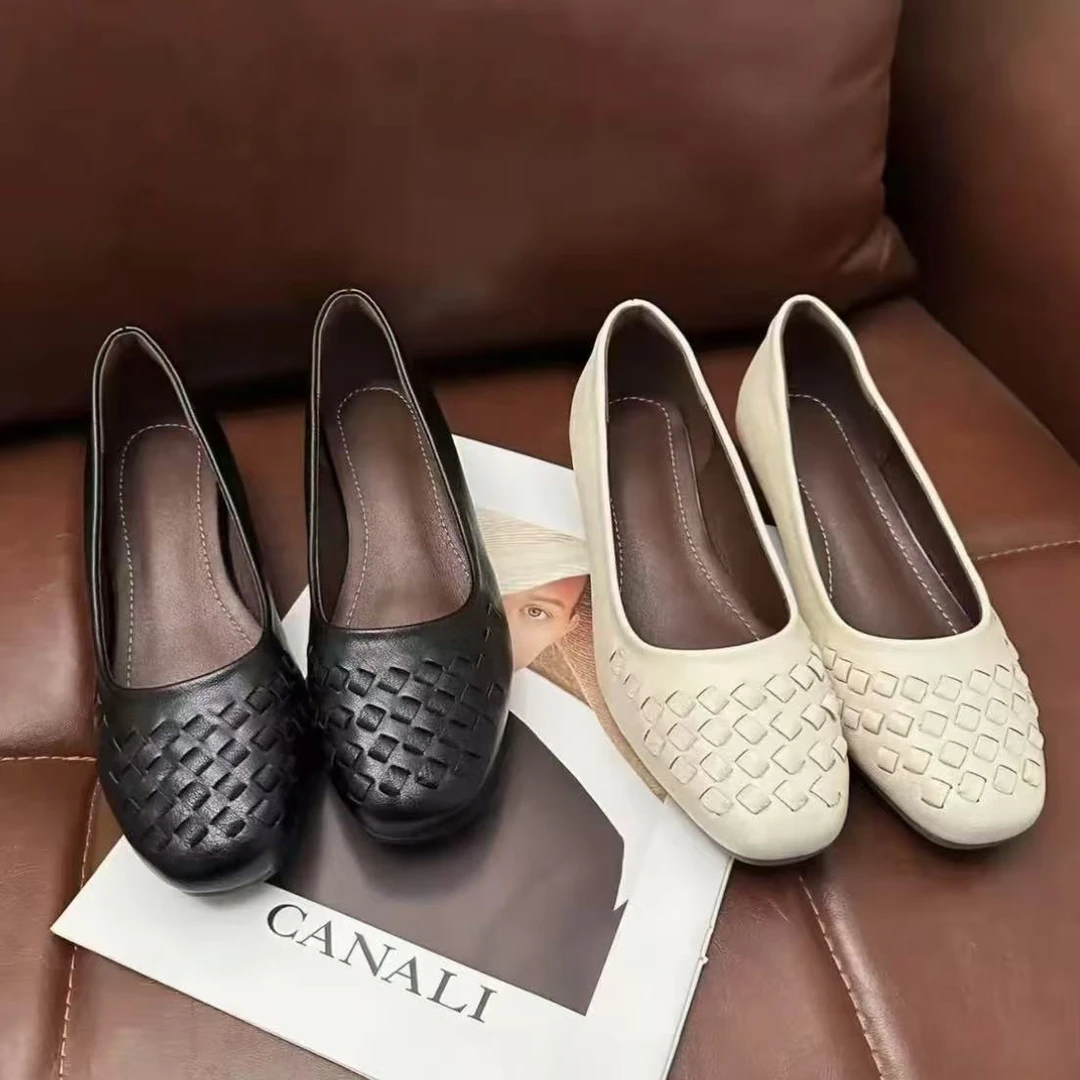 【品牌力荐】 新款法式编织时尚气质女鞋一脚蹬穆勒鞋8908