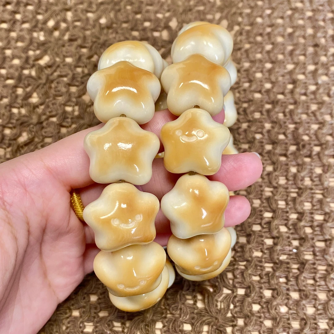 象牙果原果雕刻手工炭烤小星星笑脸款手串可爱百搭文玩配饰