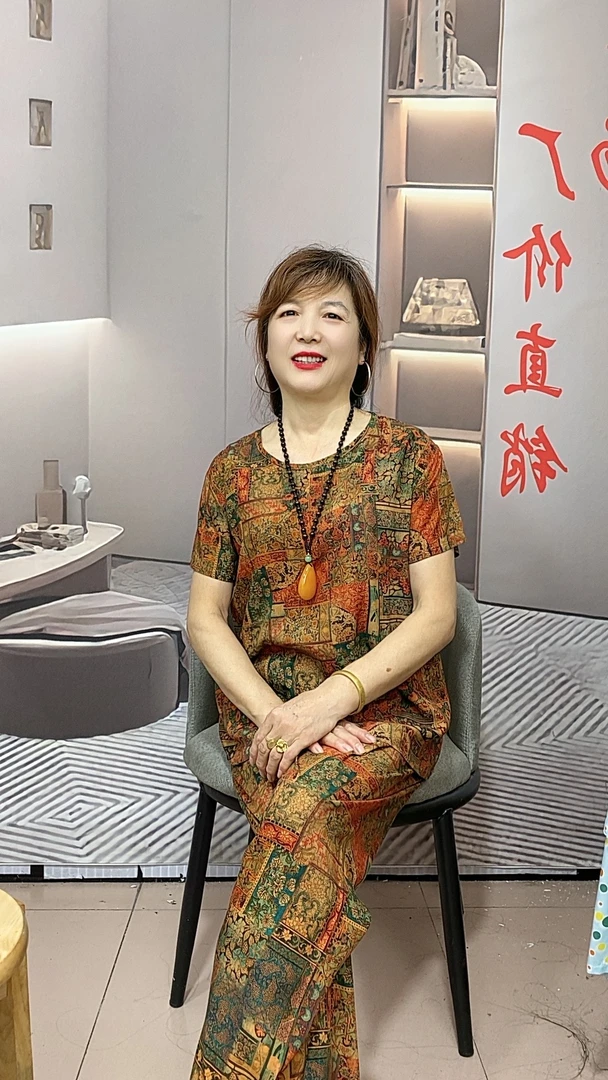 2222#新款上新仿香云纱数码染色100棉绸圆领短袖长裤时尚套装