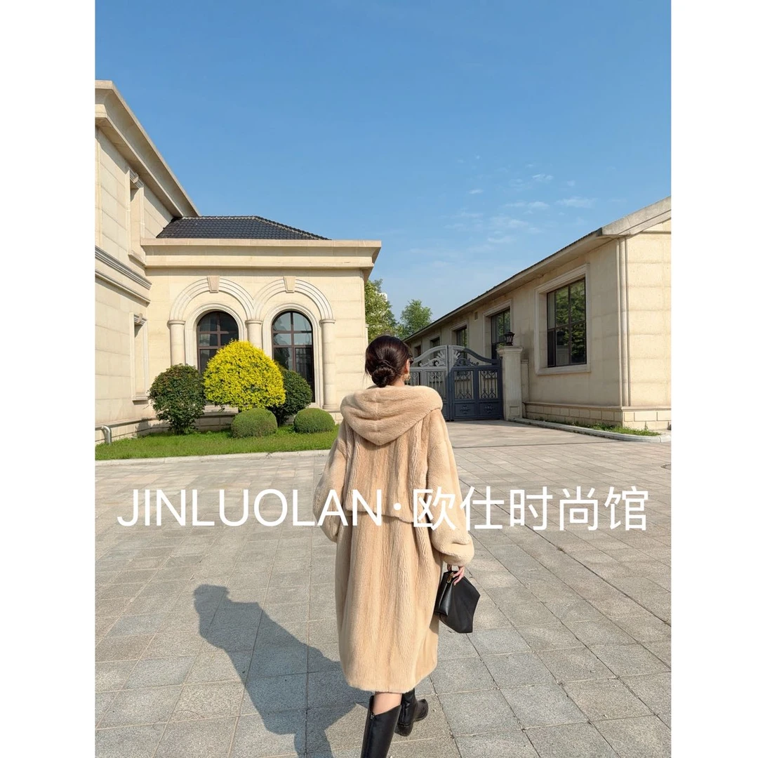 JNLUOLAN•OUSHI/进口紫金短二冬季水貂中长款水貂外套-21123