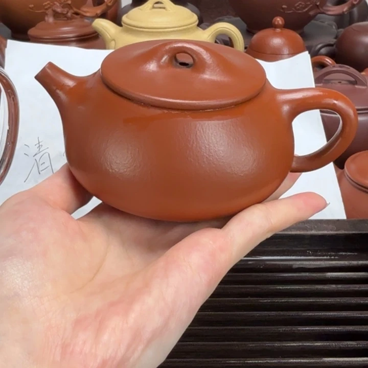 茶壶紫砂朱泥全手景舟石瓢