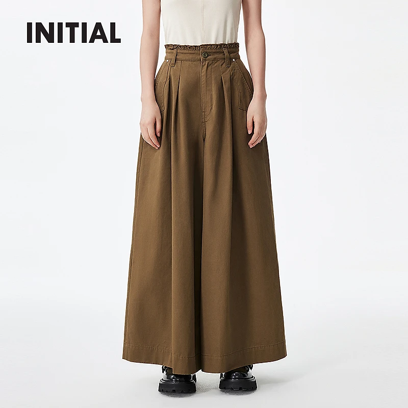 INITIAL25秋季新款时尚西部风宽松工装阔腿长裤女25FPFFMCXX058