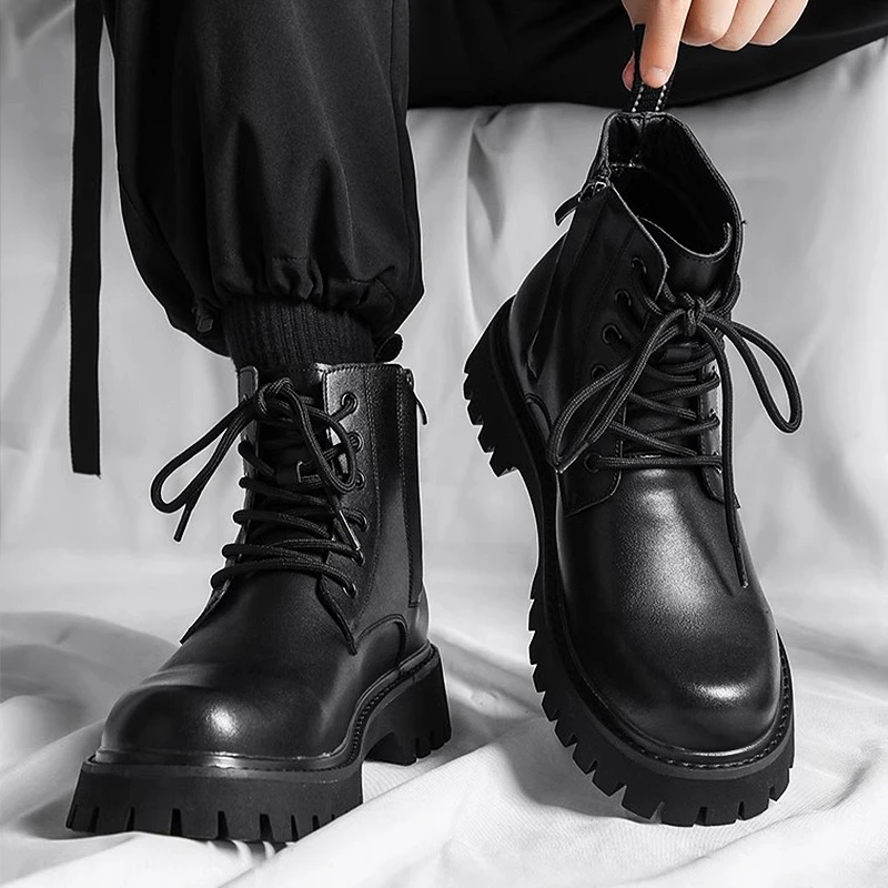 冬季特大码马丁靴男46高帮保暖英伦皮鞋47加绒工装靴子48切尔西靴