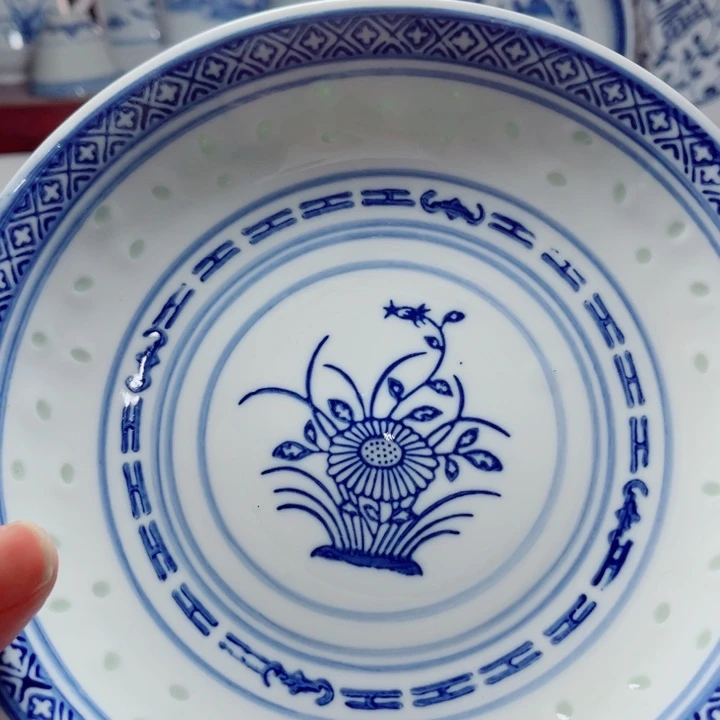 青花玲珑7寸窝盘兰花