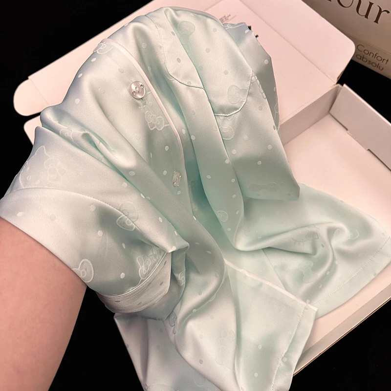 KT猫睡衣女款爆款2025新款夏季天冰丝短袖裤外出可穿士家居服套装