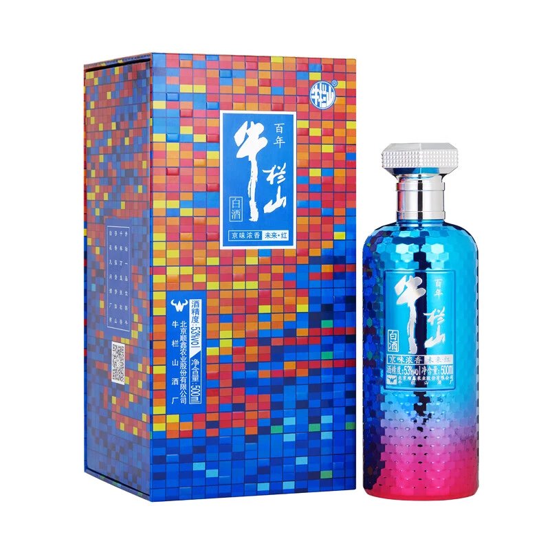 牛栏山53度 京味浓香未来红 优级酒 42度未来蓝单瓶装53%Vol500ml