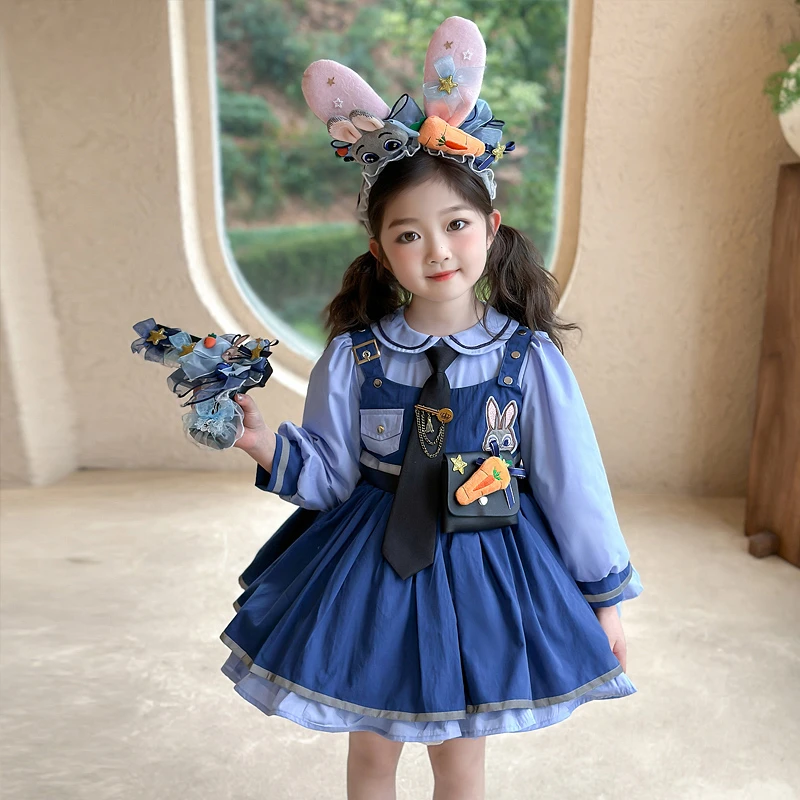 朱迪兔子警官连衣裙春秋2025新款女童cosplay表演服洛丽塔公主裙