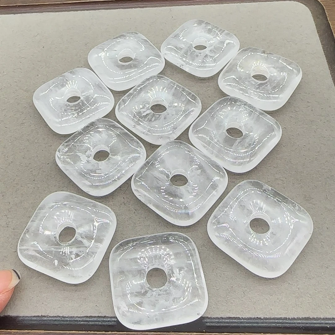 玛瑙/玉髓合金珠宝半成品白水晶扣子一个