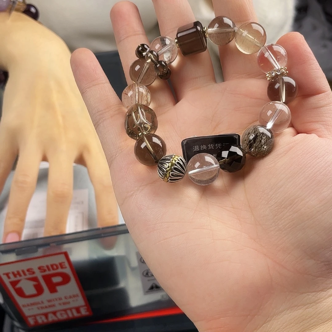 手串黄晶银S925镀金镶嵌