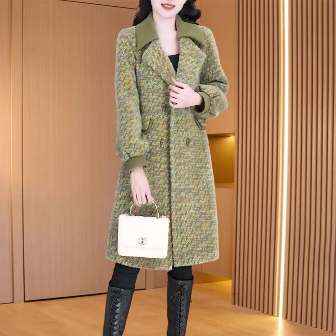 【外套】优雅新款气质时尚大气减龄休闲收腰显瘦韩版风衣毛呢外套