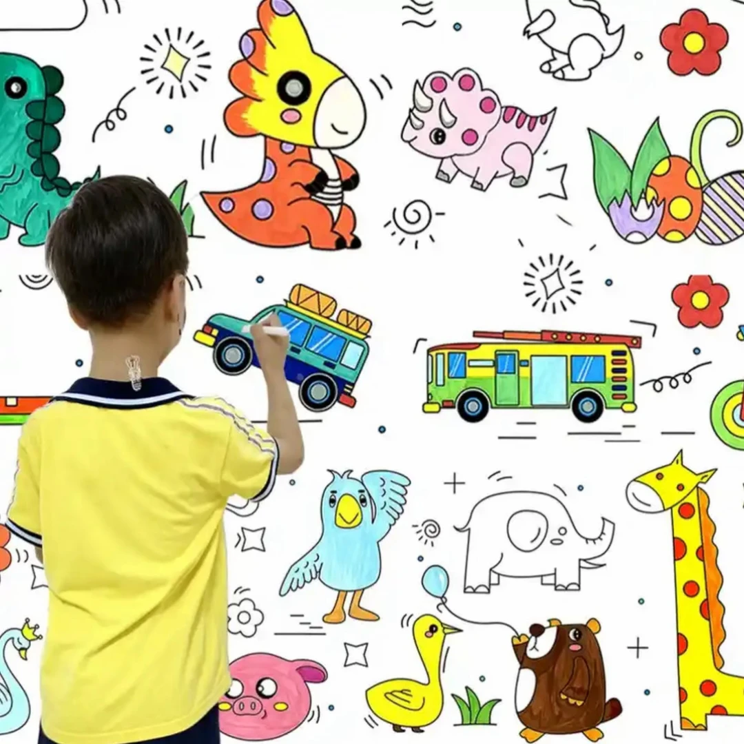 【涂鸦画纸】超长儿童涂鸦画卷大画纸12种主题图案填色绘画启蒙手工