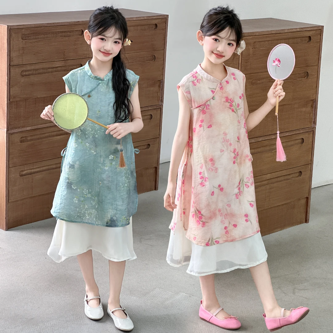 古风旗袍 儿童女童宝宝夏季复古中式中国风旗袍裙