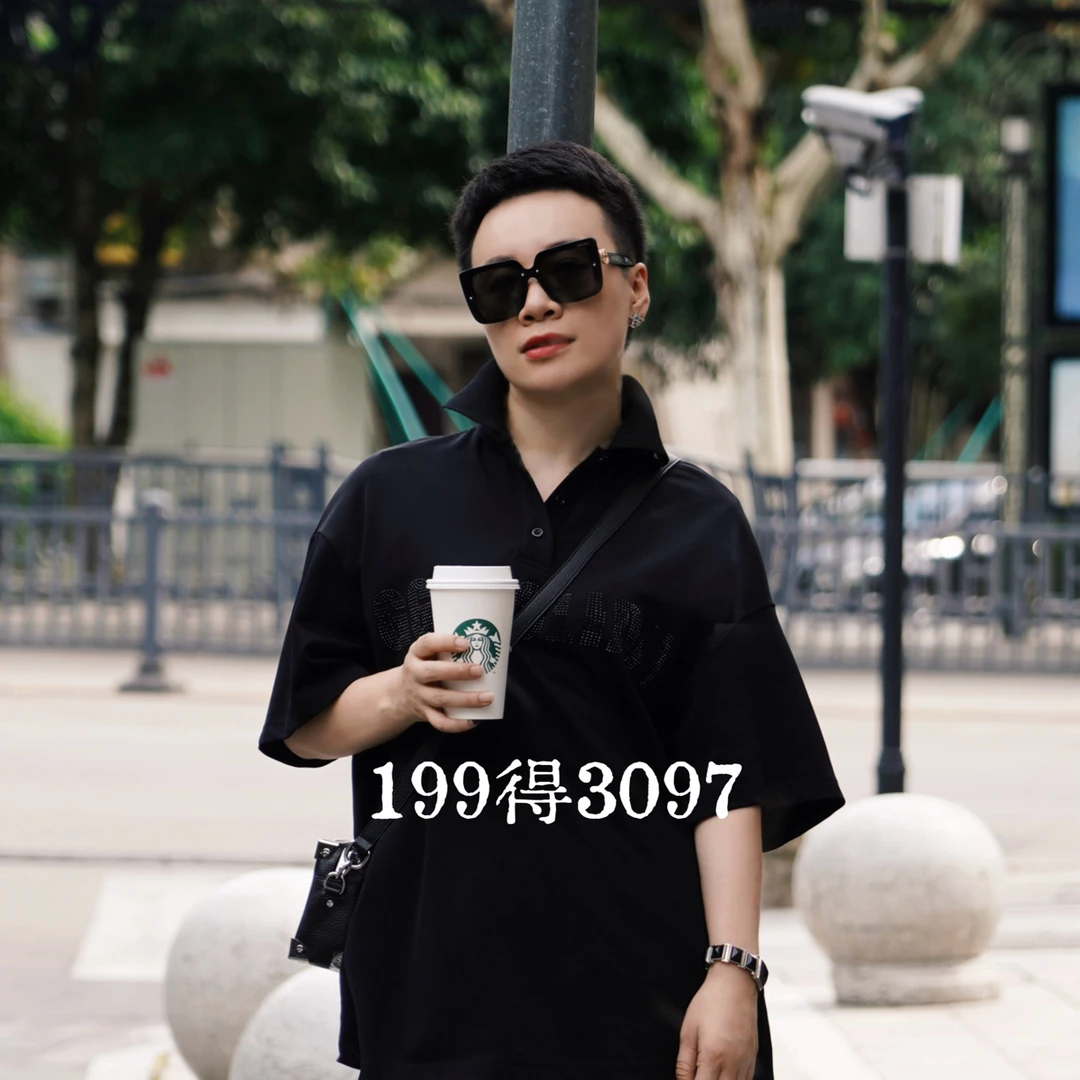 SHAKA夏季烫钻半袖polo衫暗黑中性风oversize小众上衣