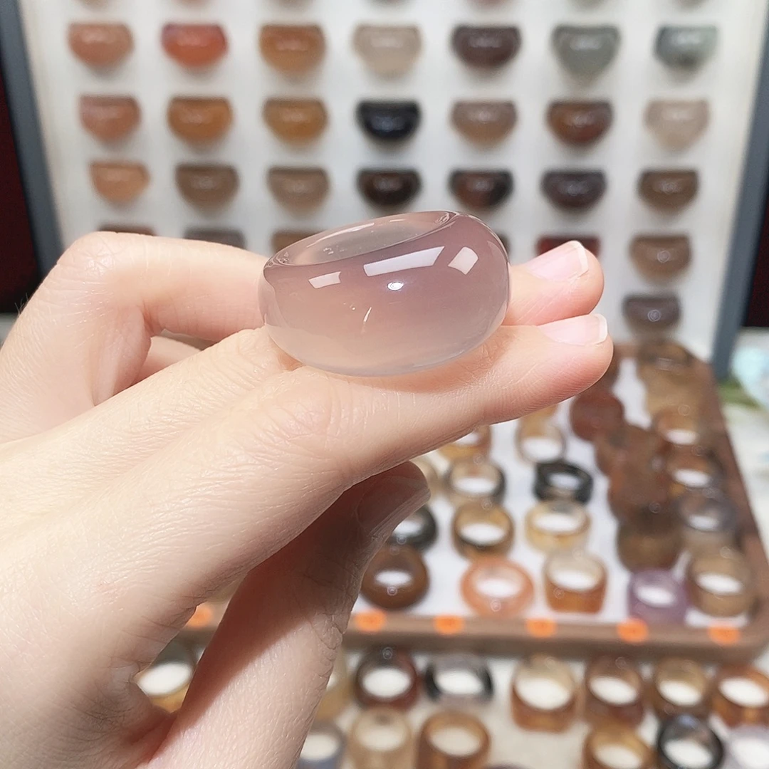 蔷***茶玛瑙/玉髓未镶嵌戒指港22