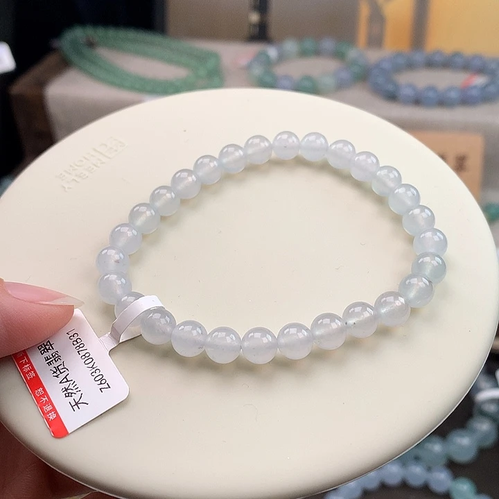 翡翠未镶嵌手链冰白月光