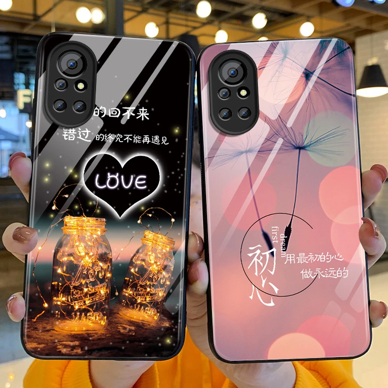 适用华为荣耀v40手机壳新款v30玻璃壳v30pro高级LOVE轻奢版保护套
