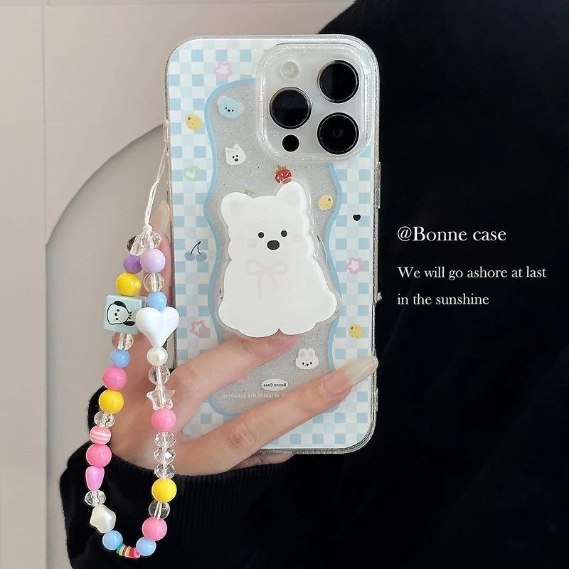 闪粉西高地支架适用苹果15手机壳iphone16promax韩风16链条13透