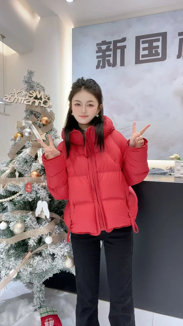 55199  ”发财服“  暖冬时尚连帽  90 白鸭绒  短款羽绒服外套