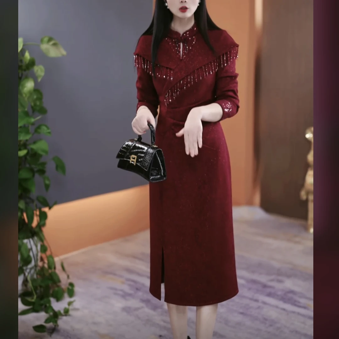 【连衣裙】冬季加绒加厚2025冬季气质韩版显瘦百搭收腰裙YX25K3595