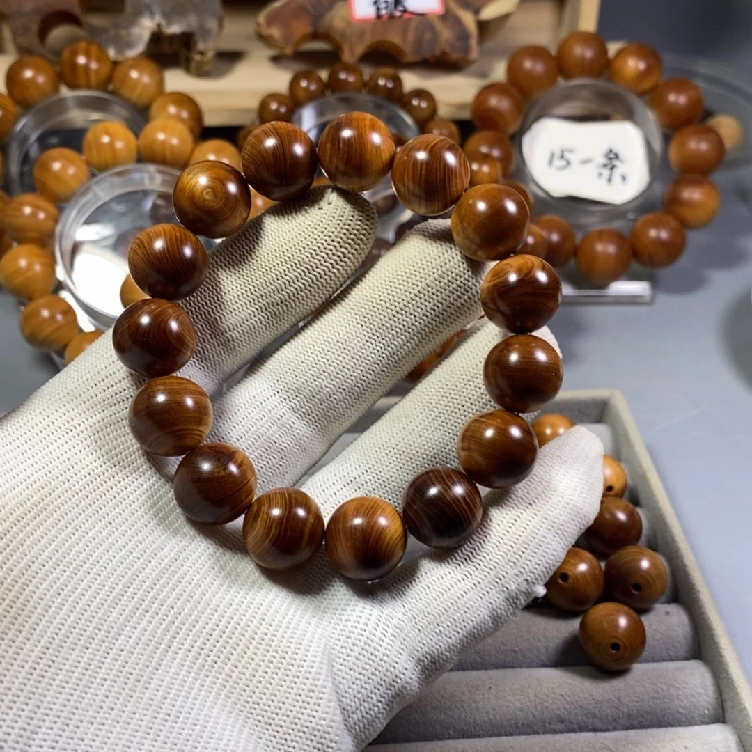 琦***了柏木手串/手链1.5黑油瑕疵太行陈化崖柏手串