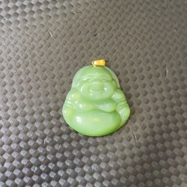 颈饰18K金镶嵌和田玉30猫眼佛公