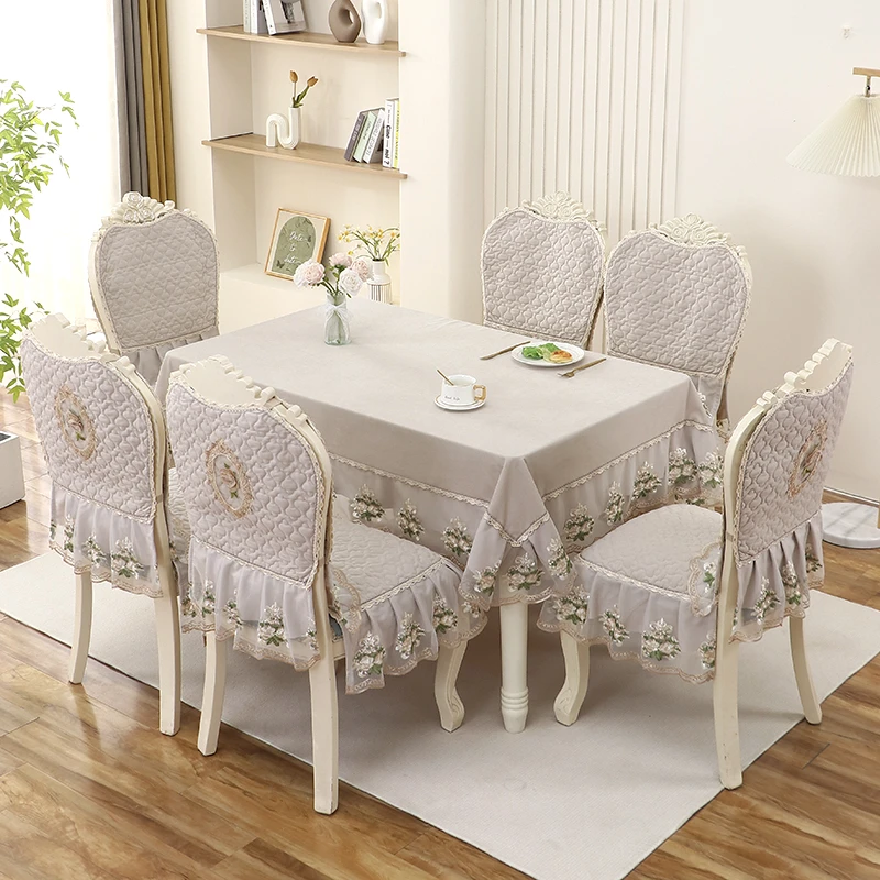欧式餐椅垫套装现代简约家用茶几餐桌布布艺长方形餐椅子套罩通用