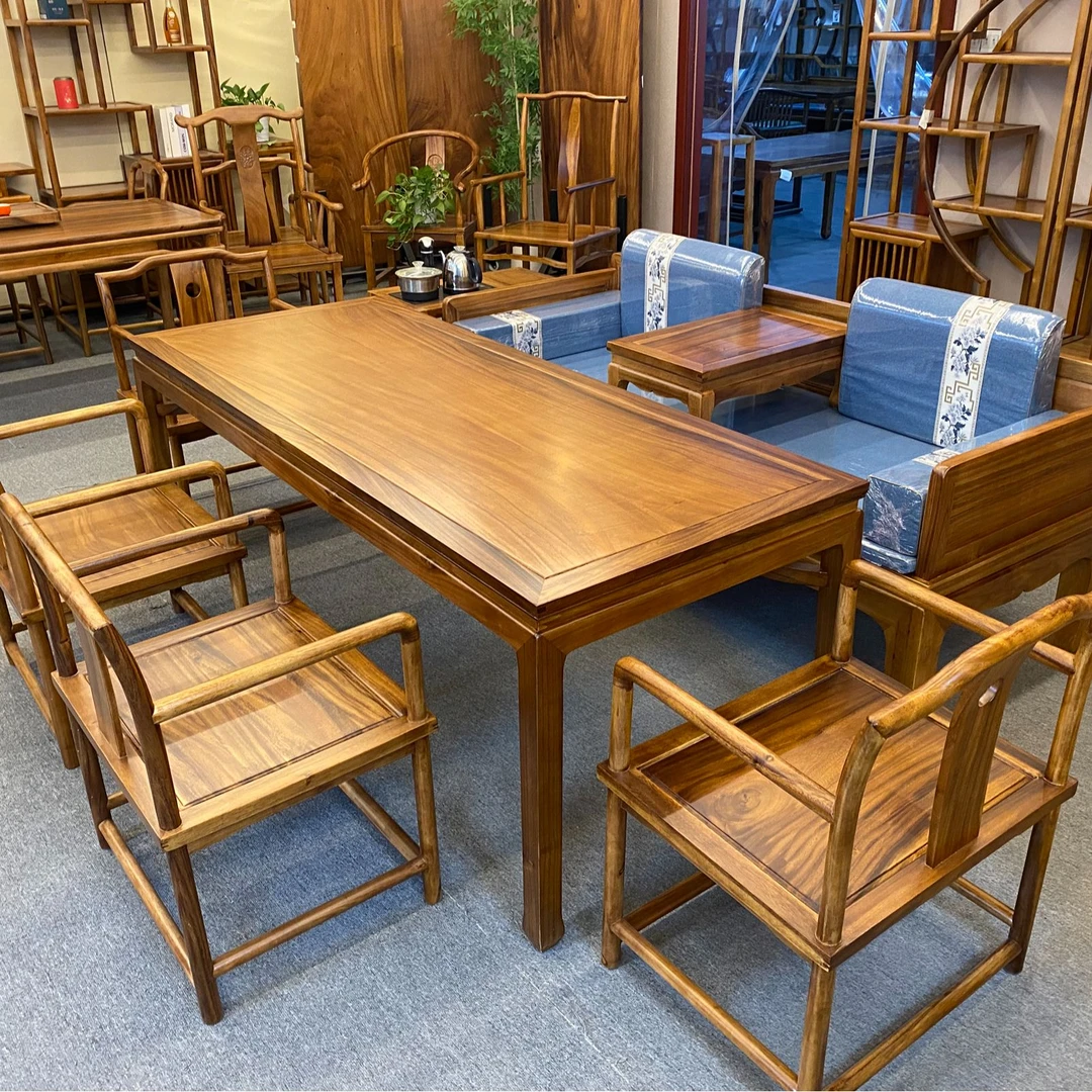 8件套马蹄桌贵族罗汉床搭配梧栖客椅茶水柜 罗汉床茶桌组合套装