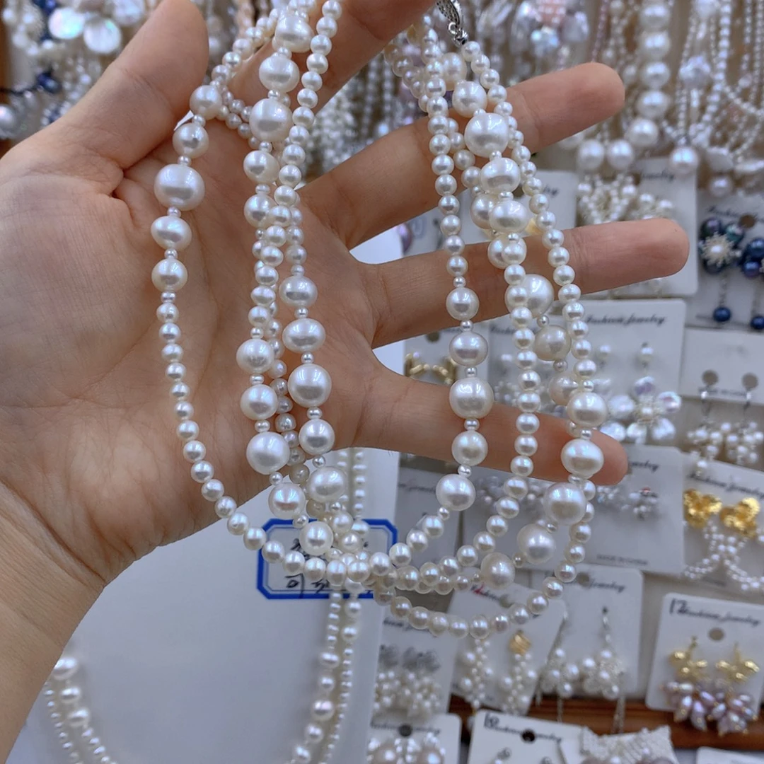 天***蓝银S925镶嵌项链耳饰淡水珍珠