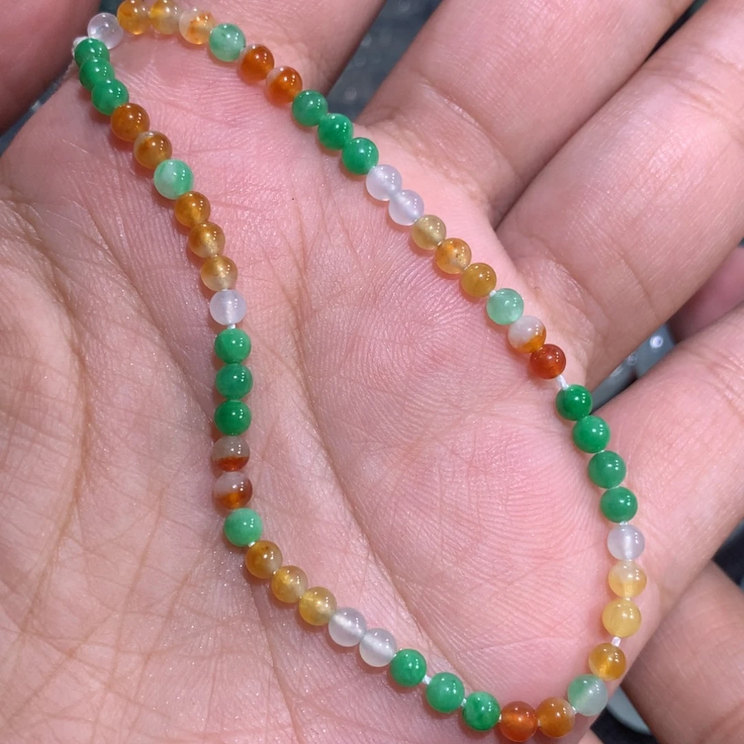 翡翠裸石未镶嵌多宝手串