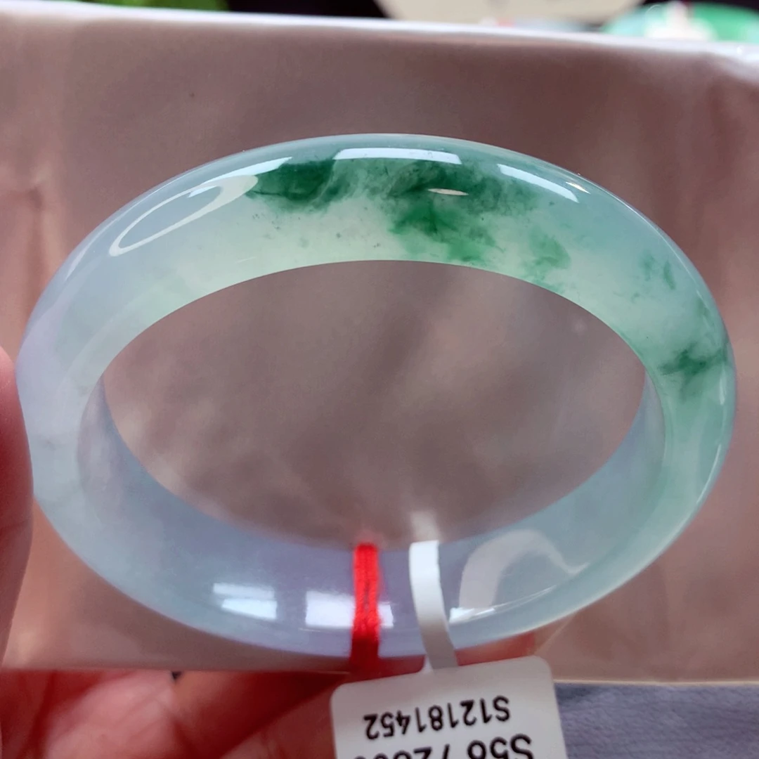 未镶嵌手镯翡翠56贵妃冰飘绿花 小六品质（21号）