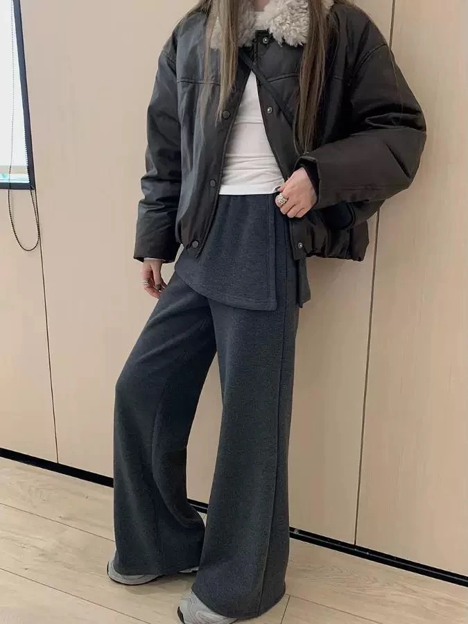 【屁帘拖地喇叭裤】春季潮流设计感屁帘一体高腰显瘦百搭拖地喇叭裤