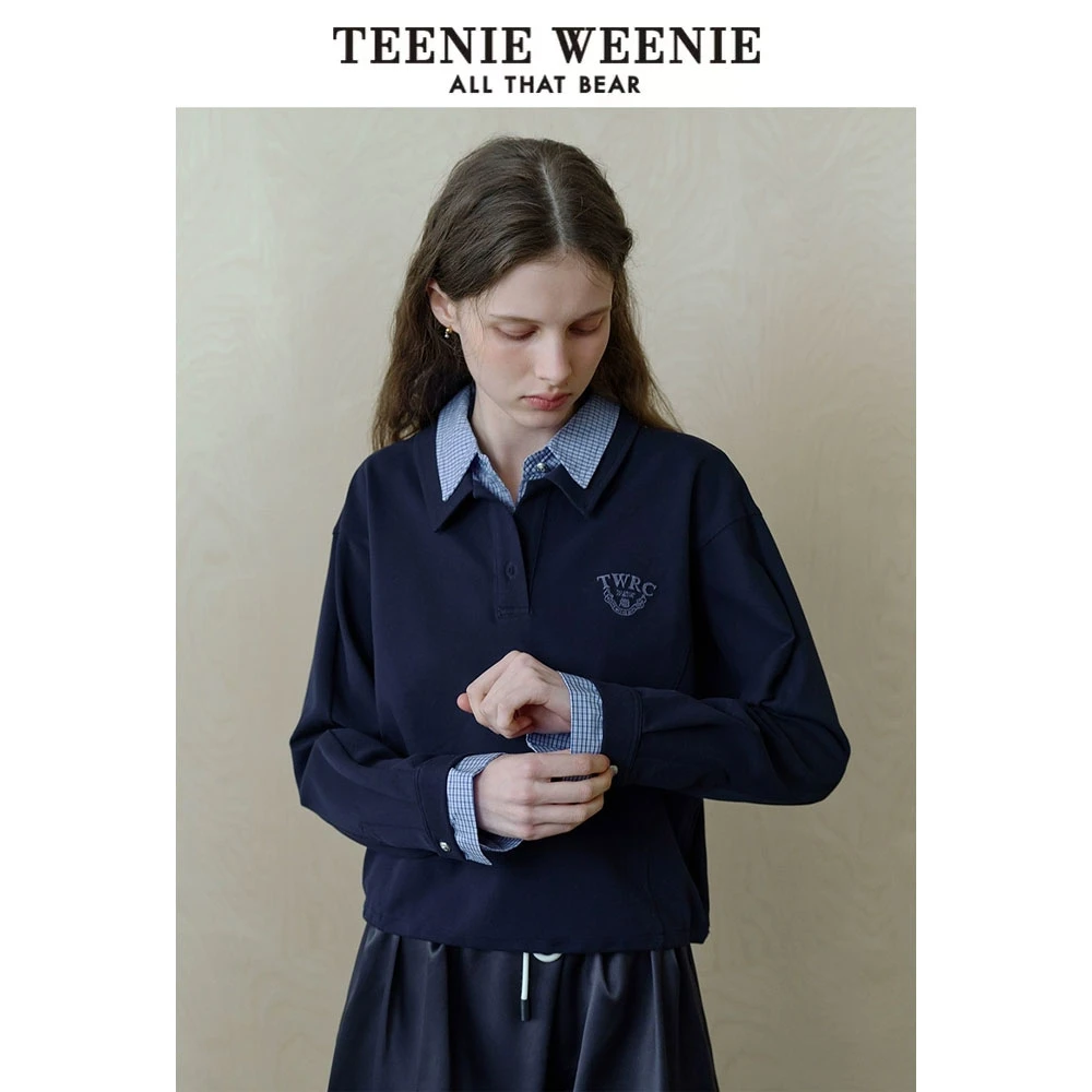 【商场同款新品】TeenieWeenie小熊25拼接格纹翻领卫衣TTMA251202W