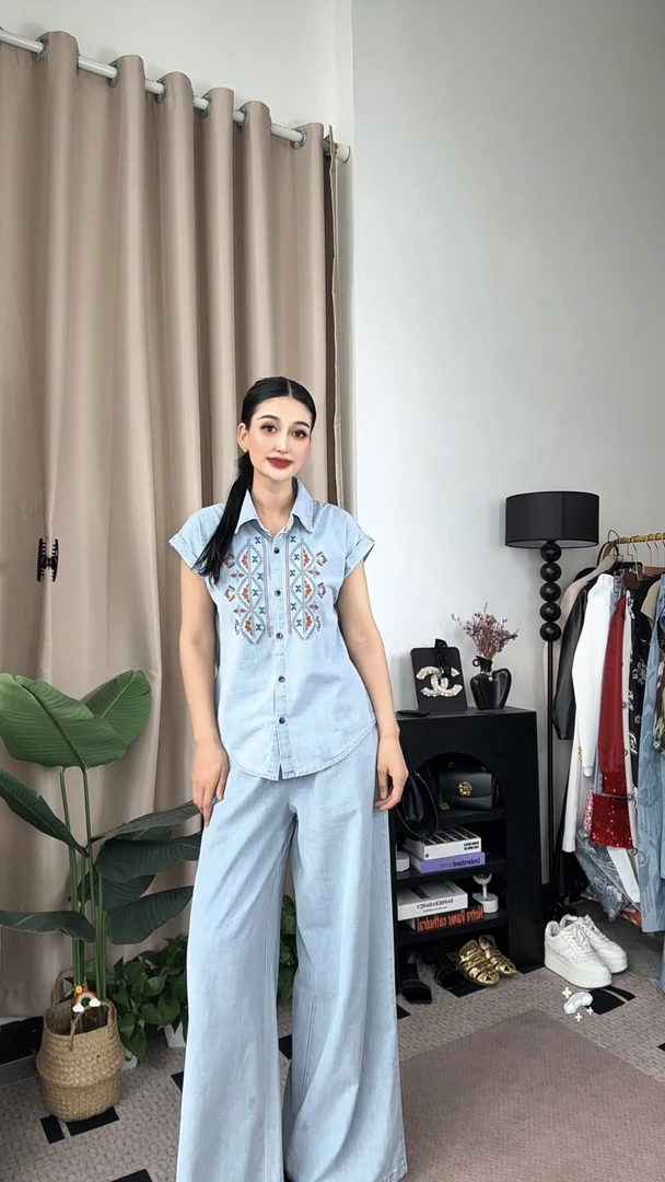 manzila 新款夏季时尚绣花两件套装