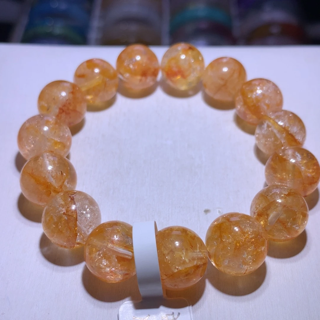 手串银S925镶嵌水晶桂花胶花14.3m