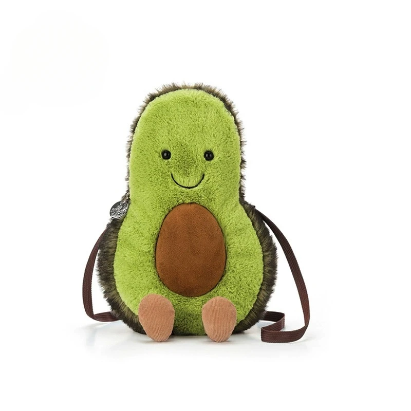 可爱儿童时尚趣味牛油果斜挎包柔软毛绒斜挎包