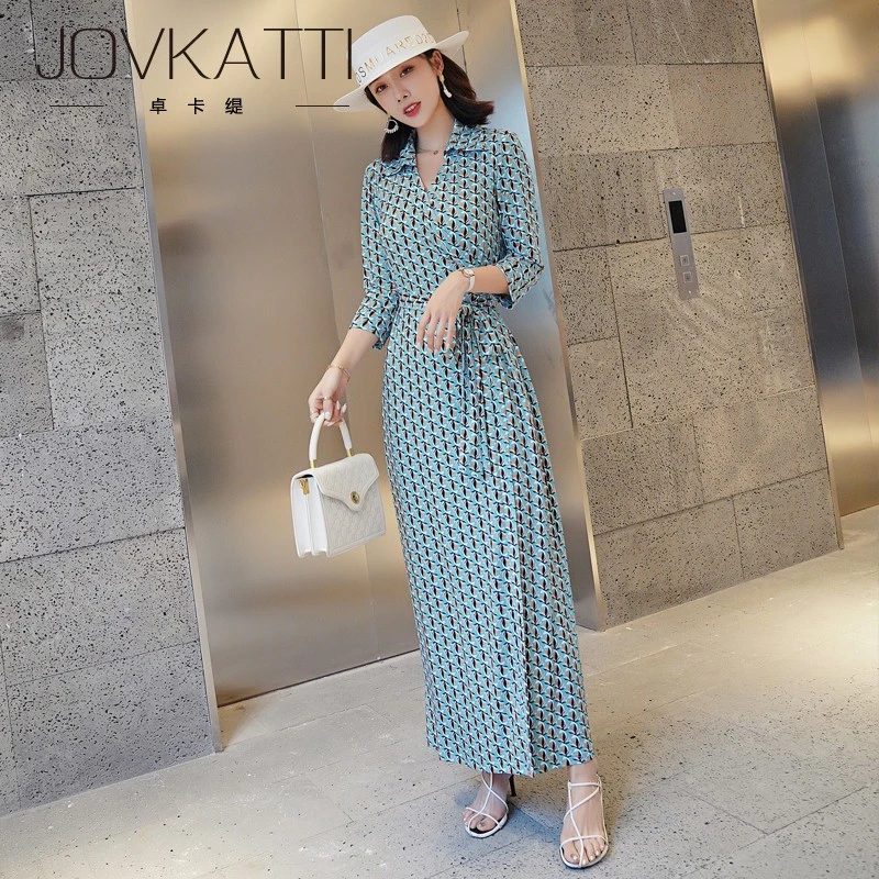 Jovkatti裹身裙2025夏季新海藻绿鸢尾花收腰显瘦气质女神