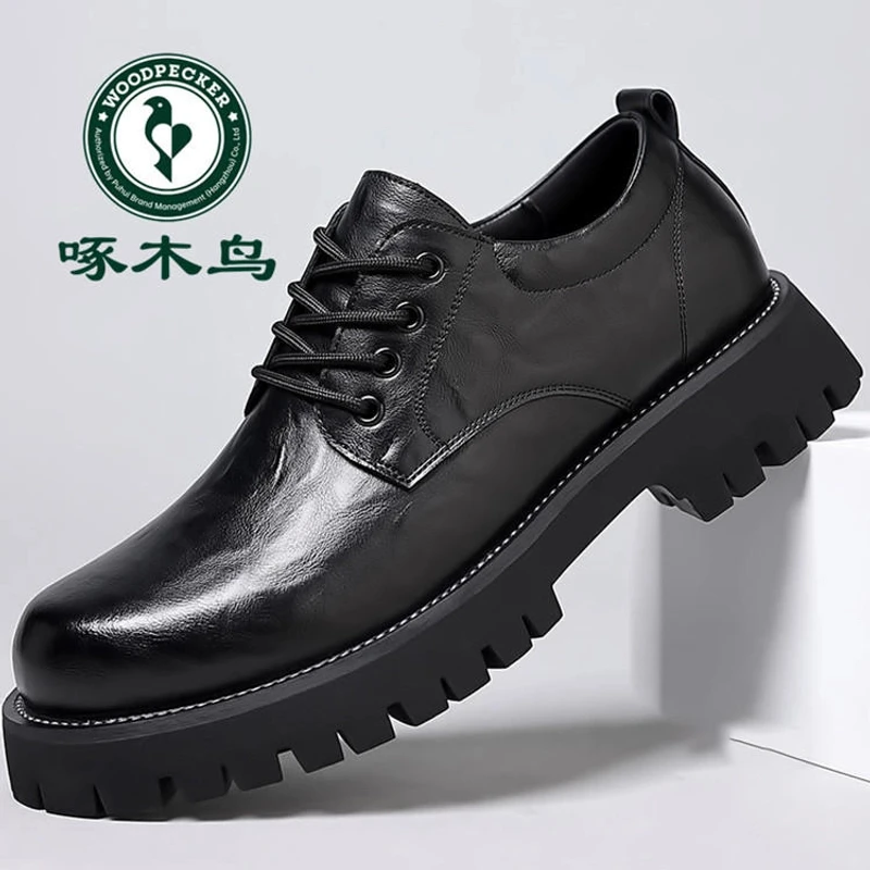 啄木鸟男鞋2024新款软底商务正装休闲皮鞋男结婚新郎鞋厚底马丁靴