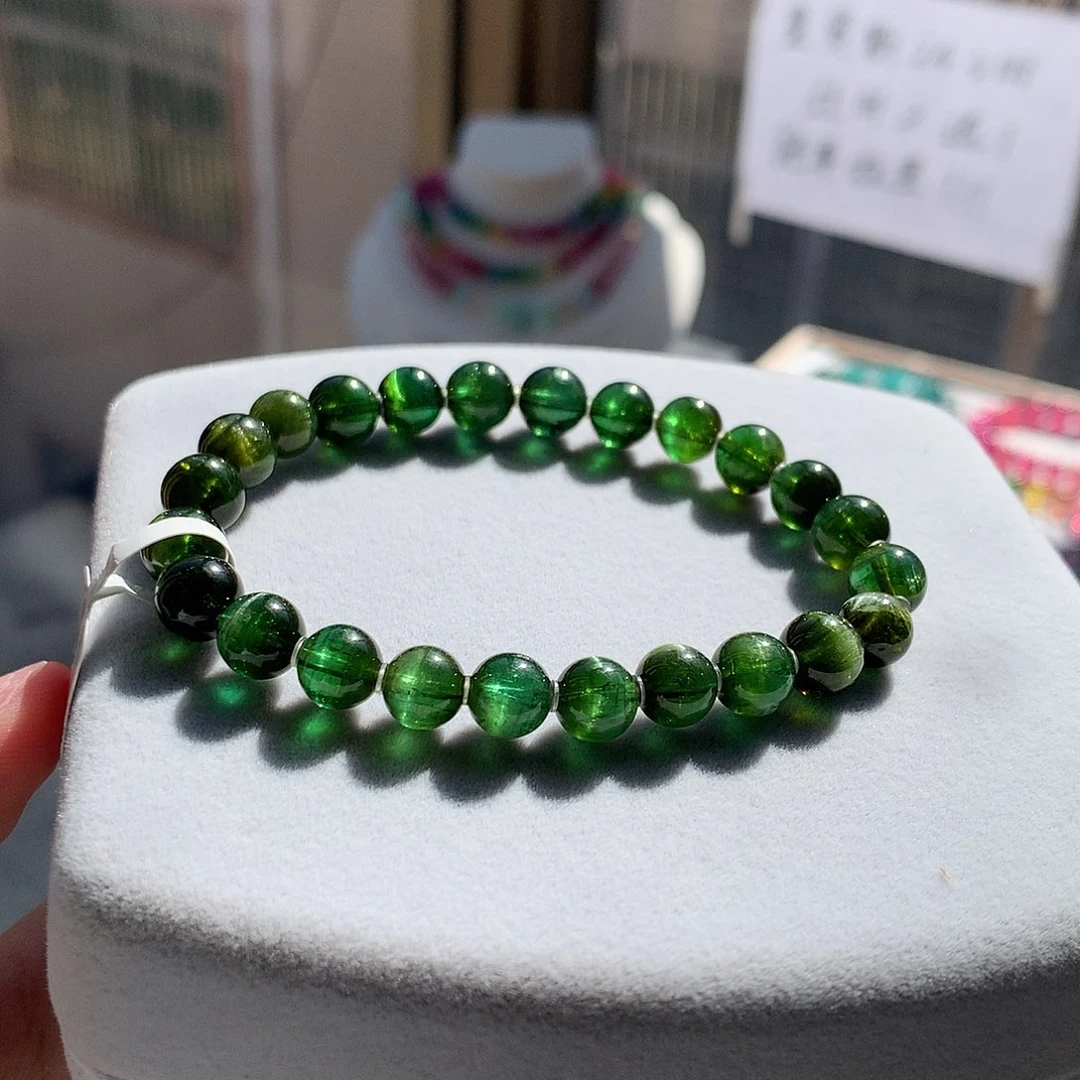 定制碧玺未镶嵌素圈透体绿猫眼