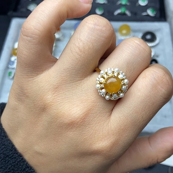 翡翠戒指银S925镶嵌戒指