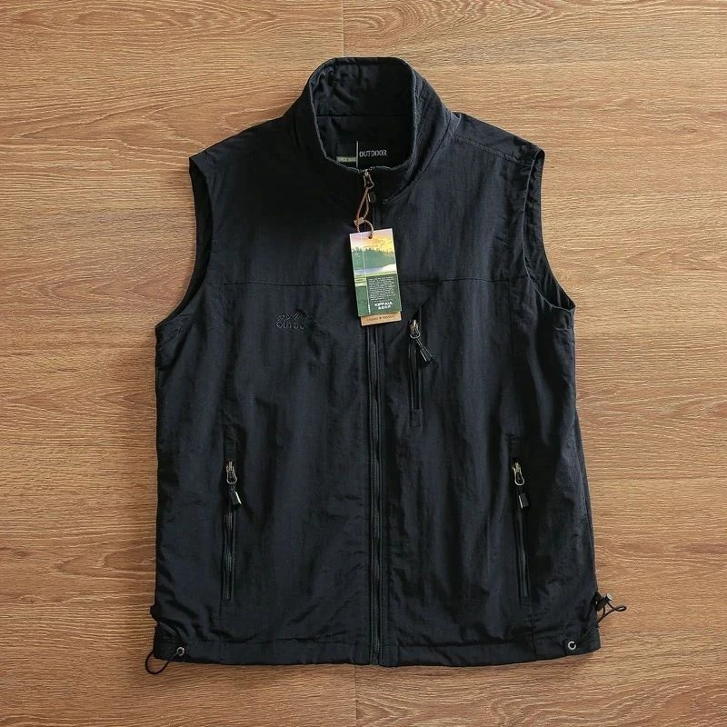 【香港&轻奢】立领青春活力钓鱼户外爬山骑行拉链透气背心男士工装