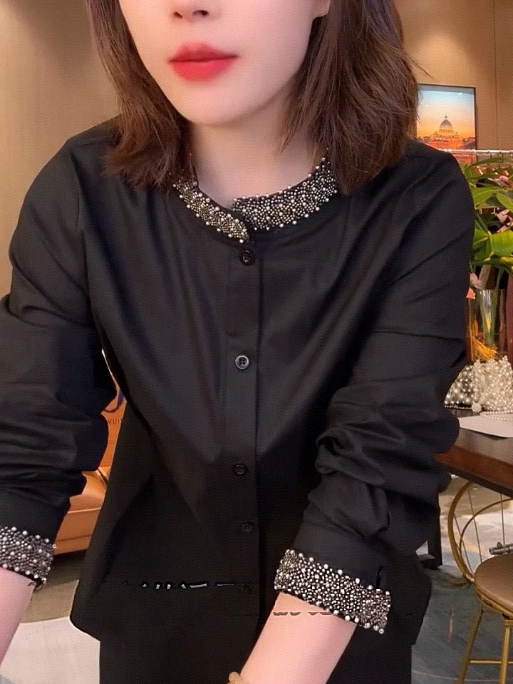 秋季新款法式重工长袖显瘦衬衫洋气高级感女款上衣