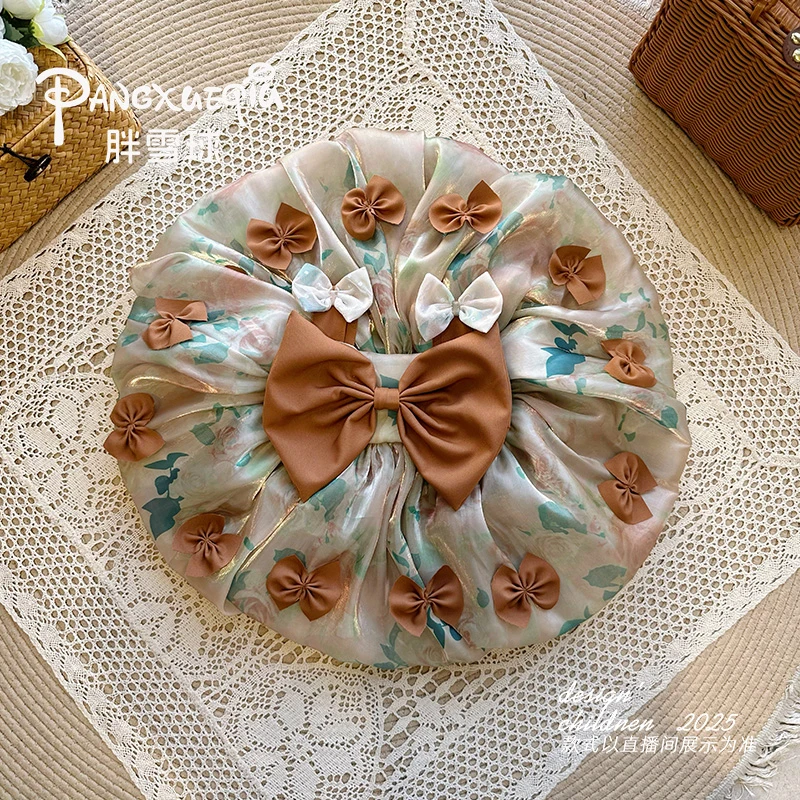 胖雪球夏季公主风纯色女连衣裙公主女孩百搭ins韩版蕾丝领结